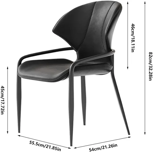 Vista 2 de Sillas de comedor - Sillas de comedor, silla de piel sintética retro moderna de mediados de siglo con asiento tapizado, patas de metal para cocina