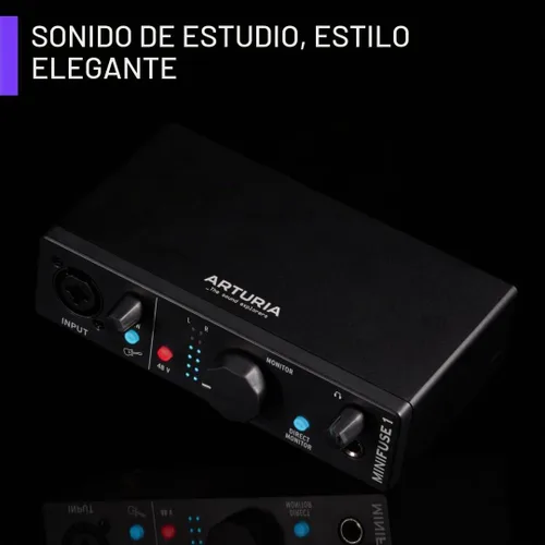 Vista 3 de Arturia MiniFuse 1 - Interfaz de audio USB compacta con software creativo para grabación, producción, podcasting, guitarra, color negro Graba