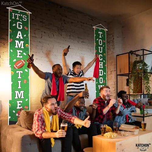 Vista 4 de KatchOn, XtraLarge - Cartel de fútbol para porche, 72 x 12 pulgadas, decoración de fiesta de fútbol, pancarta de bienvenida de fútbol de touchdown