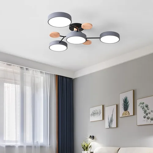Vista 9 de Lámpara LED de techo, 26 pulgadas, 4 luces de techo modernas, montaje empotrado, de madera, 32 W, regulable, para sala de estar, dormitorio, cocina