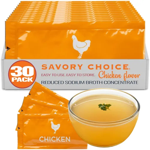 Vista 6 de SAVORY CHOICE Concentrado de caldo de pollo reducido en sodio, 15 sobres (9.6g) - Concentrado de caldo sin gluten, sin lácteos