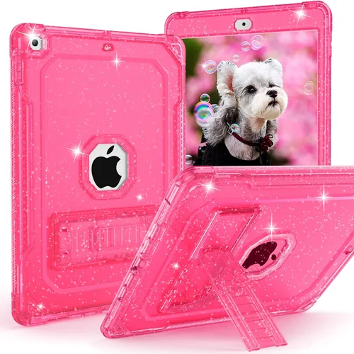 Vista 11 de ZoneFoker Funda para iPad de 9ª generación, para iPad de 8ª/7ª generación de 10.2 pulgadas Funda 2021/2020/2019, transparente con purpurina