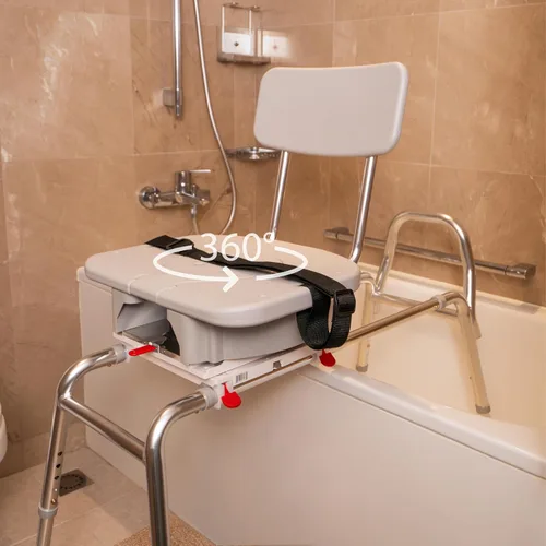 Vista 3 de Eagle Health Supplies Silla de ducha deslizante con banco de transferencia para bañera con asiento recortado, elegible para FSA/HSA, bancos de ducha