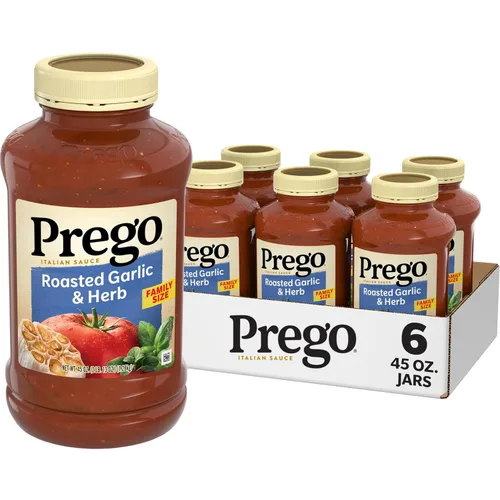 Vista 38 de Prego Tomate grueso con salsa de pasta de ajo y cebolla, tarro de 24 onzas