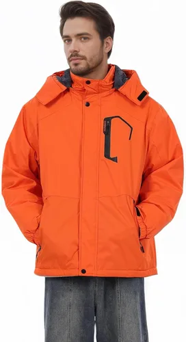 Vista 11 de Chaqueta de Esquí de Invierno Impermeable para Hombre con Capucha Desmontable, (S-4XL), Abrigo de Nieve Cálido a Prueba de Viento para Esquí y Negro