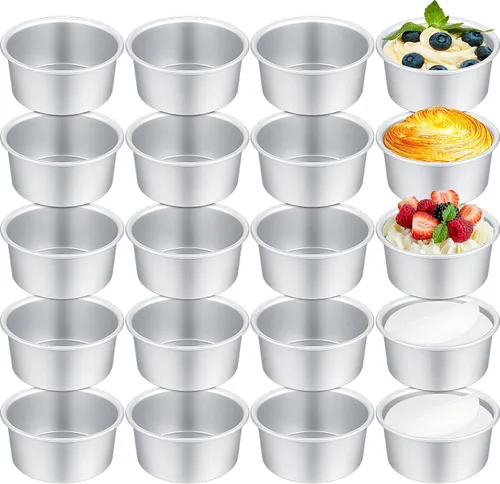 Vista 9 de Gerrii 18 moldes para pasteles de 4 pulgadas, antiadherentes, de aluminio, pequeños moldes redondos para hornear pasteles, para queso, pizza