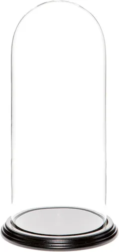 Vista 9 de Plymor Campana de cristal para exhibición de 5.5 x 13 pulgadas en forma de domo Base de madera negra