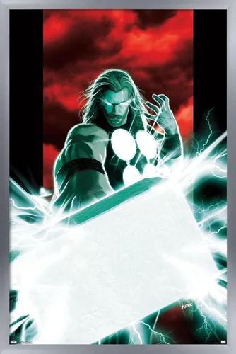 Vista 10 de Trends International Marvel Comics - Póster de pared de Thor - Mjolnir, 14.725 x 22.375 pulgadas, versión enmarcada de madera de granero