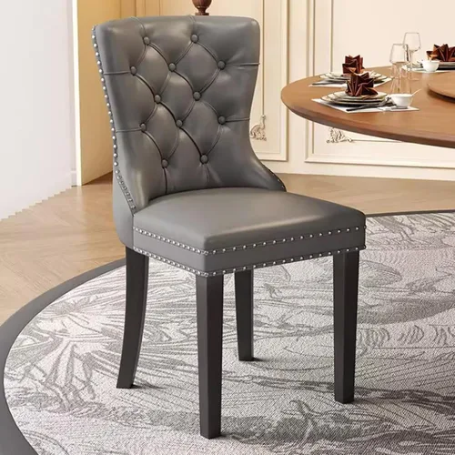 Vista 10 de Juego de sillas de comedor, sillas de comedor tapizadas de cuero, cómodas sillas de cocina, silla de vestíbulo con patas de madera resistentes