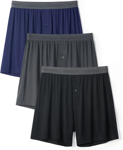 Vista 6 de DAVID ARCHY Calzoncillos tipo bóxer de rayón de bambú para hombre, transpirables, refrescantes, con cierre de botón, ropa interior de ajuste