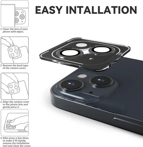 Vista 3 de CloudValley Protector de lente de cámara diseñado para iPhone 13/13 Mini, película protectora de vidrio templado, cubierta de lente de cámara