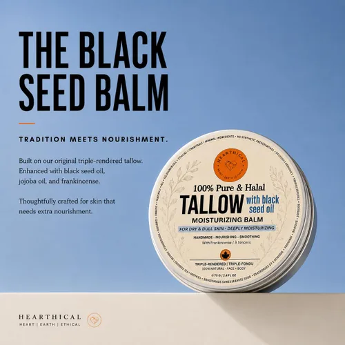 Vista 2 de Halal Tallow de ternera alimentada con pasto para la piel – 2.47 oz de crema hidratante de sarga de res orgánica – Hidratante facial de ternera