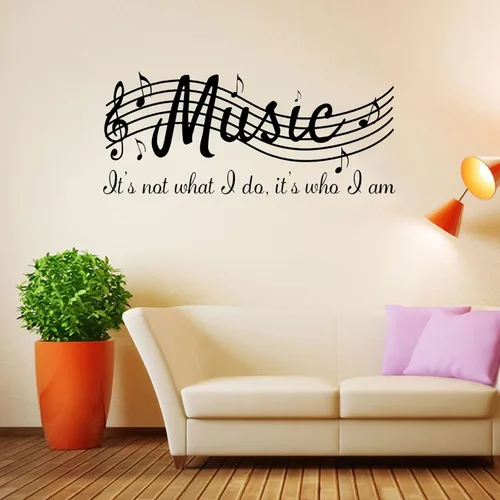 Vista 10 de Calcomanías de pared de notas musicales, notas musicales creativas, calcomanías de pared de vinilo extraíbles para aula, estudio de música, sala