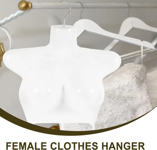 Vista 6 de Colgador de ropa de torso de maniquí femenino de 5 piezas para mostrar trajes de baño, vestidos y blusas, plástico ligero y confiable con gancho