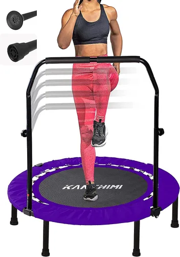Vista 10 de Kanchimi - Mini trampolín plegable de 40"/48" para fitness, cama elástica para ejercicio en interiores con mango, carga máxima de 330 libras