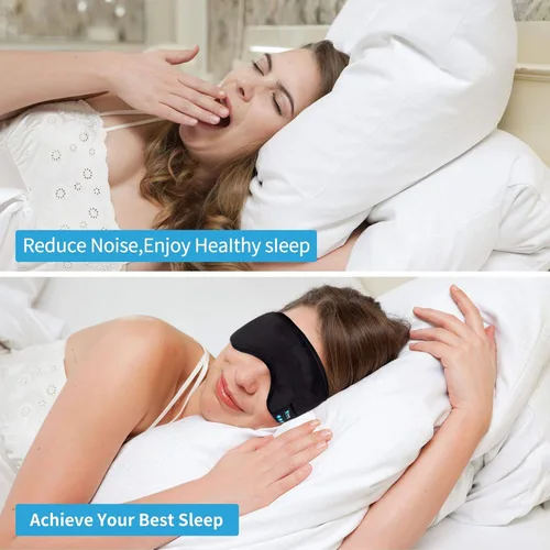 Vista 3 de Voerou Sleep Headphones 5.2 - Máscara de dormir Bluetooth con música y altavoces ultrafinos, perfectos para dormir, viajar en avión, meditación