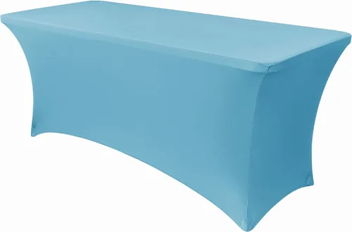 Vista 60 de Obstal Funda de mesa de elastano elástica de 4 pies para mesas plegables estándar, paquete de 2 manteles rectangulares universales ajustables