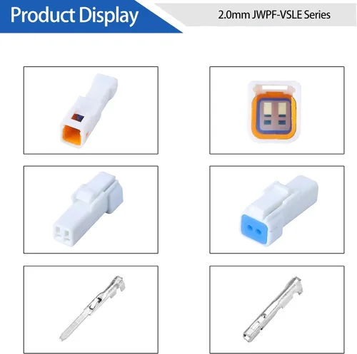 Vista 2 de MUYI 5 Kits 2 Pin Way JST Conector Impermeable 26-22 AWG Zócalo Eléctrico 0.13~0.33mm² Conectores de Cable a Cable 2.0mm Serie JWPF-VSLE Conectores