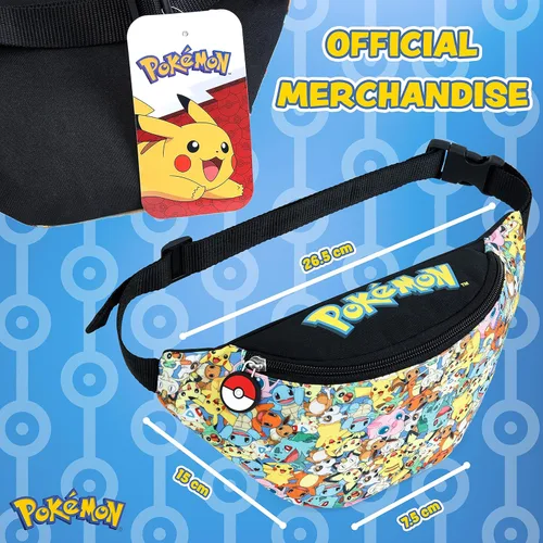 Vista 6 de Pokemon Riñonera para niños y niñas, ligera, ajustable, riñonera, bolsa de viaje para viajes, deportes, escuela, regalos de Pokemon para niños