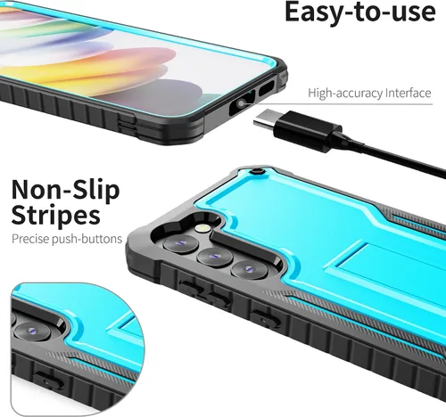Vista 2 de ExoGuard Funda para Samsung Galaxy S23 Plus, funda de goma resistente a prueba de golpes con protector de pantalla para teléfono Samsung S23 Plus