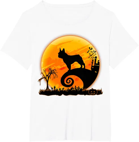 Vista 117 de Camiseta divertida de disfraz de Halloween para perro y luna de Bulldog francés, Negro, S