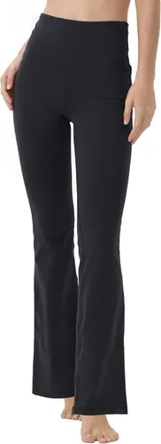 Vista 5 de Keolorn Pantalones de yoga con corte de bota para mujer, pantalones de entrenamiento de cintura alta para mujer, control de abdomen, pantalones