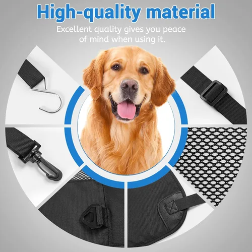 Vista 10 de Barrera de Asiento Trasero para Perros en Coche, Barrera de Nylon Acolchada y Duradera para Mascotas, Barrera de Viaje para Vehículos con 2 Ventanas