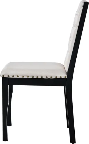 Vista 5 de Merax Juego de mesa de comedor de 6 piezas con banco, mesa rectangular de madera de 60 pulgadas con 4 sillas copetudas de respaldo alto y 1 banco