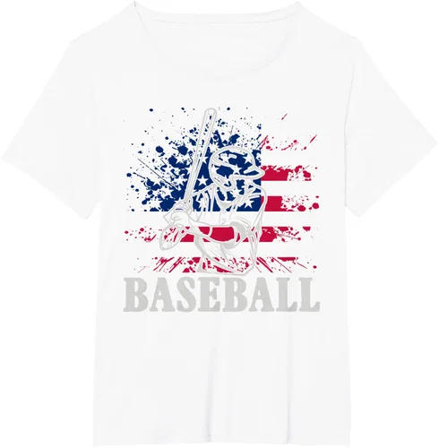 Vista 87 de Camiseta de béisbol deportiva estadounidense con bandera estadounidense, Negro, S
