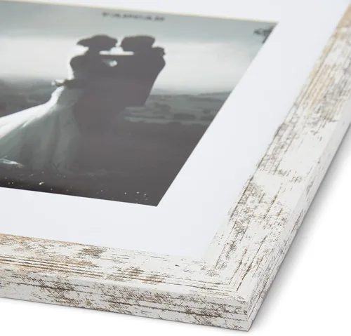 Vista 3 de Marcos de fotos rústicos de madera blanca de 11 x 14 pulgadas, hechos para exhibir fotos de 8 x 10 pulgadas con paspartú o de 11 x 14 pulgadas sin