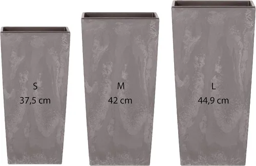 Vista 13 de WELL HOME MOBILIARIO & DECORACIÓN PK2528 - Juego de 3 macetas altas Prosperplast (11,4/26,6/49 litros) Urbi Square Effect de plástico color gris