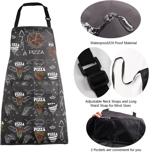 Vista 5 de MBMSO Divertido regalo de pizza para delantal con bolsillos