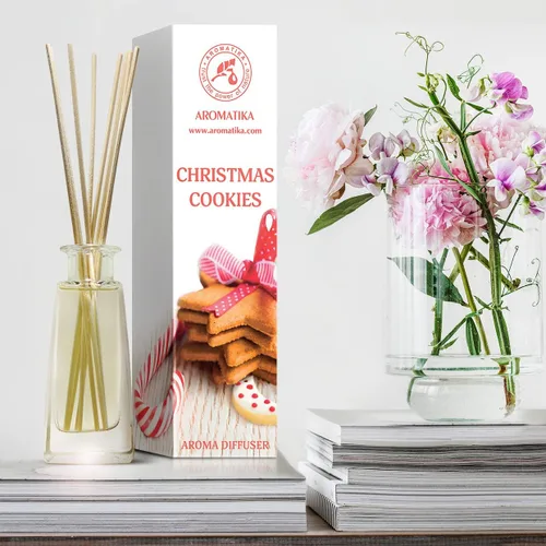 Vista 4 de Difusor de aroma de galletas navideñas de 3.4 onzas líquidas, difusor de junco, fragancia para habitación, fragancia para el hogar, ambientador