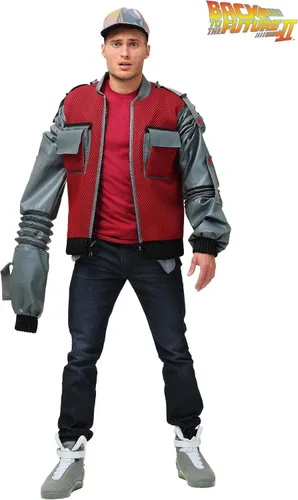 Vista 2 de Chaqueta de regreso al futuro para hombre, auténtica chaqueta de disfraz de Marty McFly para adulto