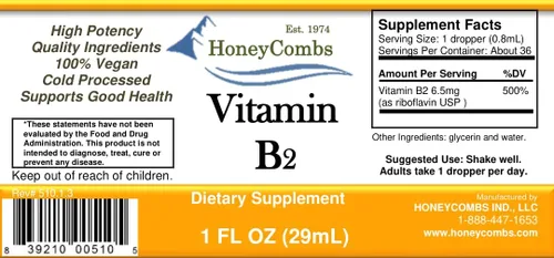 Vista 5 de HoneyCombs Gotas de vitamina B2 (riboflavina) - 1 onza líquida + gotas de vitamina B1 (tiamina) - 1 onza líquida