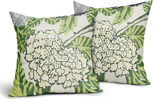 Vista 18 de Sweetshow Juego de 2 fundas de almohada florales de color azul marino de 16 x 16 pulgadas, fundas de almohada cuadradas de lino con estampado