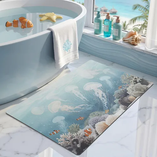 Vista 12 de LUMI Tapetes de baño ultra delgados, superabsorbentes, de secado rápido, antideslizantes, para debajo de la puerta, bañera, lavabo y ducha, 17 x 30