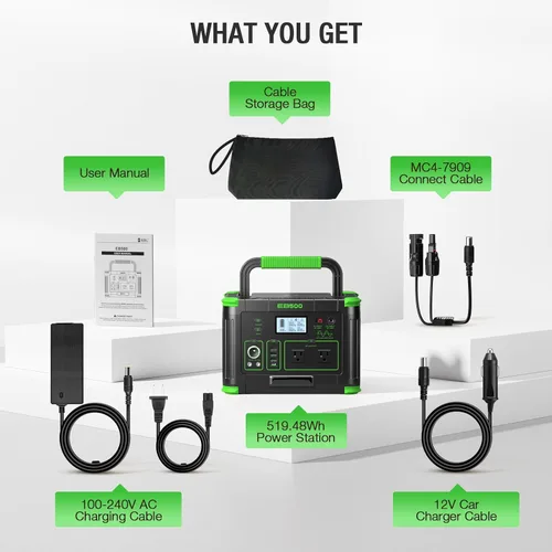 Vista 9 de Estación de energía portátil de 500 W (pico de 1000 W), 2 salidas de CA de 120 V y PD USB-C de 60 W, banco de energía portátil de 10 salidas