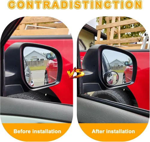 Vista 2 de Espejo retrovisor convexo redondo de vidrio HD de 2 pulgadas con marco, espejo de punto ciego para automóvil, gran angular de 360 grados con parte