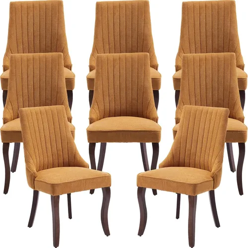 Vista 12 de Juego de 2 sillas de comedor modernas de mediados de siglo, tapizadas de tela beige, sillas de cocina y comedor, sillas de cocina con patas