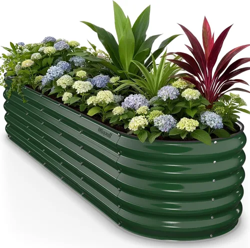 Vista 12 de Kit de Cama de Jardín Elevada Winpull, 4x2x1 pies Caja de Plantación Galvanizada al Aire Libre con Borde de Seguridad, Camas Elevadas Grandes