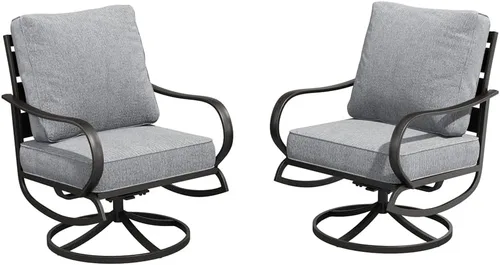 Vista 38 de MFSTUDIO Juegos de muebles de patio, sofás de conversación de metal para exteriores con 1 sofá de 3 asientos para jardín, cojín beige