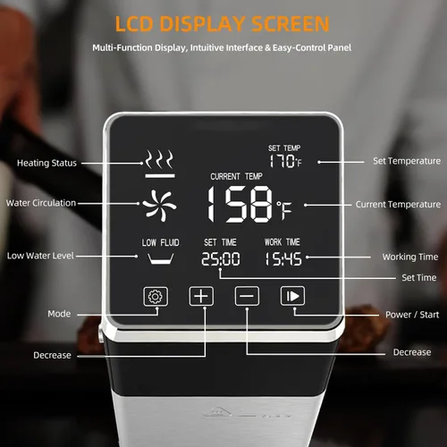 Vista 4 de 1400W Sous Vide Cooker, Precision Immersion Circulators with large Touchscreen Accurate Temperature Timer (120V with WiFi)