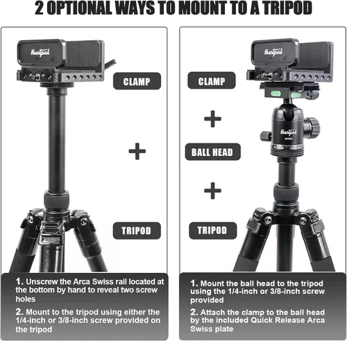 Vista 4 de Gun Rifle Saddle Clamp Mount with Arca Swiss Rail Tripod Rest for Hunting Shooting Stick, Quick Release Accuracy Ball Head & Adapter, Hand-Free