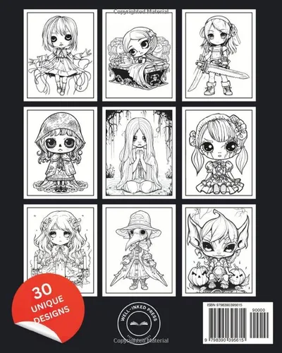 Vista 2 de Spooky Girls Coloring Book Chibi Horror for Adults and Teens