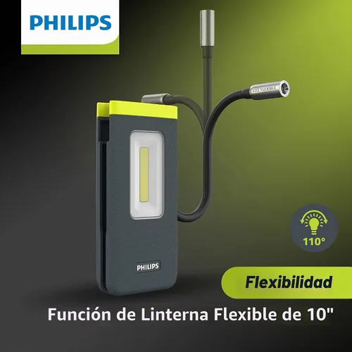 Vista 7 de Philips Xperion 6000 Luz de trabajo LED recargable de bolsillo, linterna de mano profesional de 300 lúmenes con base magnética y gancho