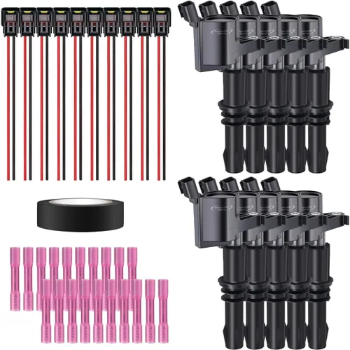 Vista 42 de Juego de 4 bobinas de encendido y arnés de cableado con conector pigtail compatible con Accord Odyssey Acura Saturn 3.0L 3.2L 3.5L V6 C1221 UF242