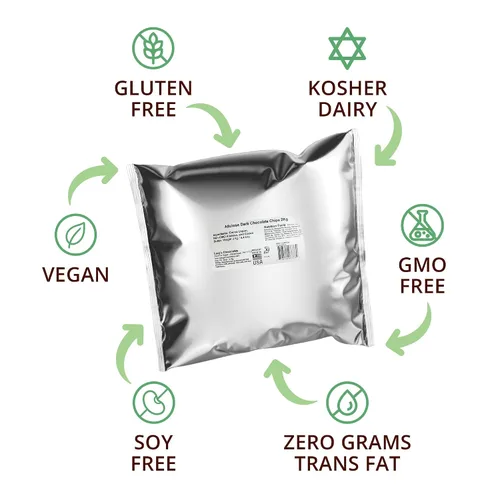 Vista 3 de Chips de chocolate negro de 4.4 libras, chips keto para hornear sin azúcar, veganos sin lácteos Keystone Pantry. Sin azúcar, gluten ni lácteos.