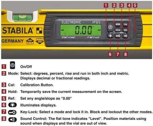 Vista 6 de Stabila 36548 nivelador de caja electrónico impermeable y antipolvo IP65 TECH de 48 pulgadas con funda Digital electronic spirit level with IP65