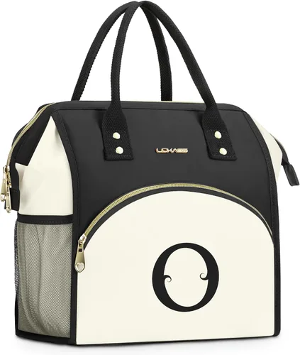 Vista 23 de Bolsa de almuerzo personalizada para mujer, elegante, reutilizable, aislada, con iniciales, para amiga, grande, de apertura ancha, resistente al